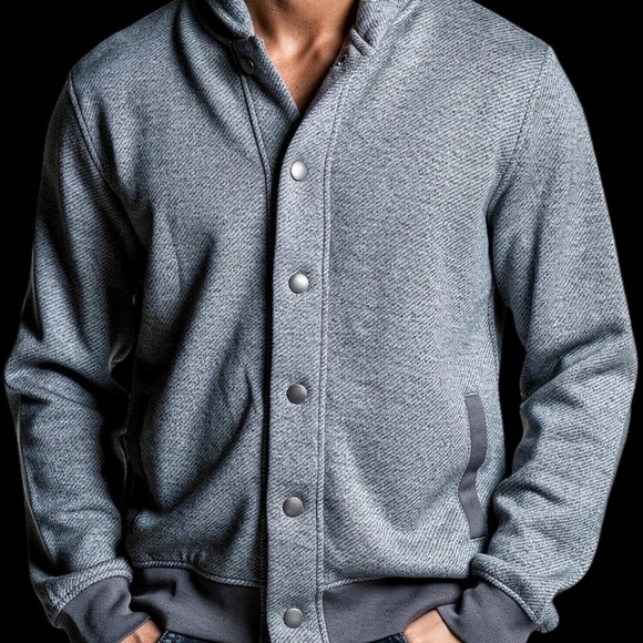 Banana Republic Men's Large Jacket Shawl Collar Button-Up Jacket – Gray Knit - Picture 11 of 12